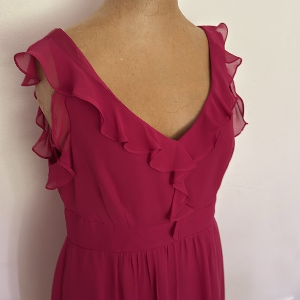 Moulinette Soeurs sz 8‎ Fuchsia silk Ruffle Midi Dress lined great condition - Picture 3 of 12